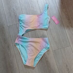 Ninety Colorful One-Shoulder Kids Swimsuit